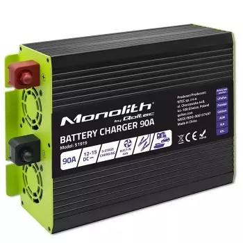 Cargador de baterías QOLTEC 51919 90A 12V para LiFePO4 AGM GEL SLA