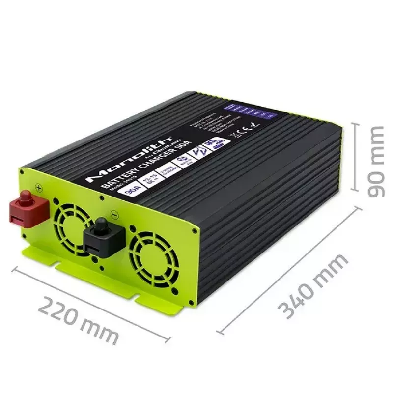 Cargador de baterías QOLTEC 51919 90A 12V para LiFePO4 AGM GEL SLA