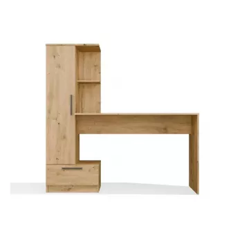 Conjunto escritorio y estantería top e shop COSMO Oak Artisan — tablero 115×50 cm, ancho 1430 mm, alto 1400 mm, fondo 500 mm, 1 cajón