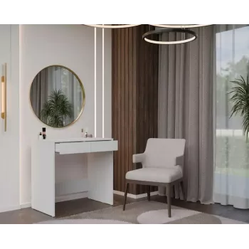 Escritorio top e shop MARINA 2S, blanco, aglomerado, 810×500×800 mm, 2 cajones, tablero laminado