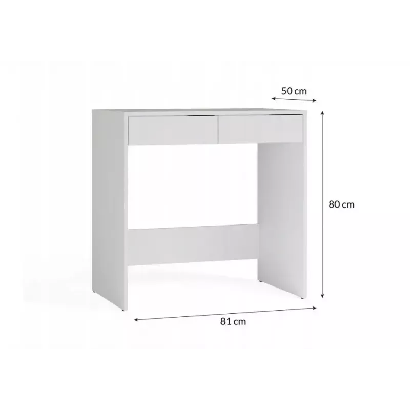 Escritorio top e shop MARINA 2S, blanco, aglomerado, 810×500×800 mm, 2 cajones, tablero laminado