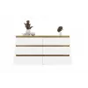 Cómoda MALWA M6 de top e shop — 6 cajones, 1380×400×750 mm, marco color roble artisan, frente blanca