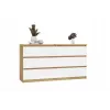 Cómoda MALWA M6 de top e shop — 6 cajones, 1380×400×750 mm, marco color roble artisan, frente blanca