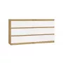 Cómoda MALWA M6 de top e shop — 6 cajones, 1380×400×750 mm, marco color roble artisan, frente blanca