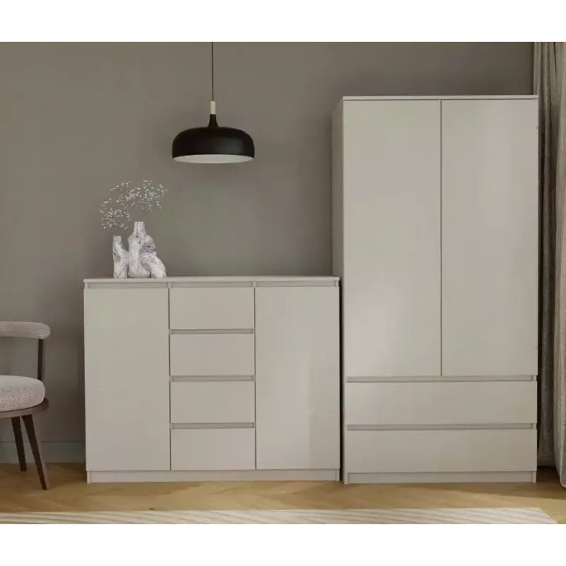 Cómoda con 2 puertas y 4 cajones TOP E SHOP M-MP-K-MAL-2D4S/120-KASZ, crema, 120×40×97 cm, tablero de partículas