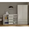 Cómoda con 2 puertas y 4 cajones TOP E SHOP M-MP-K-MAL-2D4S/120-KASZ, crema, 120×40×97 cm, tablero de partículas