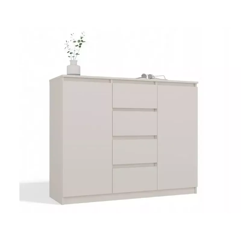 Cómoda con 2 puertas y 4 cajones TOP E SHOP M-MP-K-MAL-2D4S/120-KASZ, crema, 120×40×97 cm, tablero de partículas