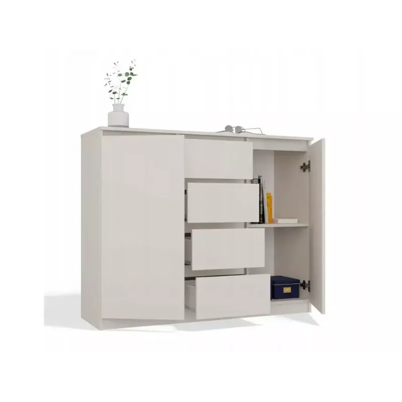 Cómoda con 2 puertas y 4 cajones TOP E SHOP M-MP-K-MAL-2D4S/120-KASZ, crema, 120×40×97 cm, tablero de partículas
