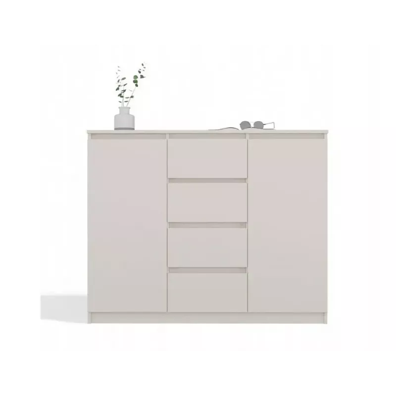 Cómoda con 2 puertas y 4 cajones TOP E SHOP M-MP-K-MAL-2D4S/120-KASZ, crema, 120×40×97 cm, tablero de partículas