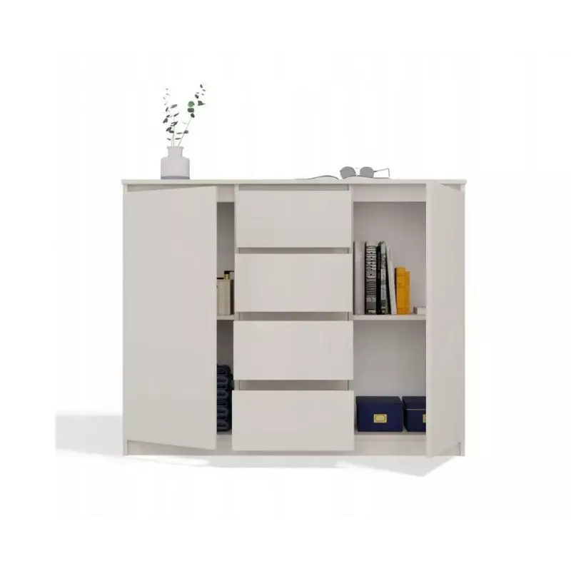 Cómoda con 2 puertas y 4 cajones TOP E SHOP M-MP-K-MAL-2D4S/120-KASZ, crema, 120×40×97 cm, tablero de partículas