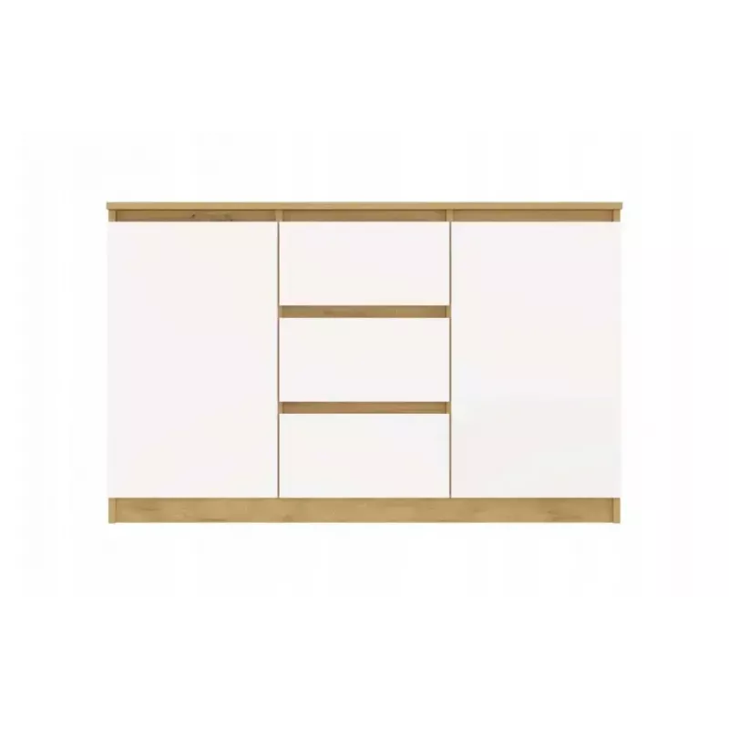 Cómoda top e shop ARTISAN 2 puertas 3 cajones, 1200×400×750 mm, blanca, tablero de partículas