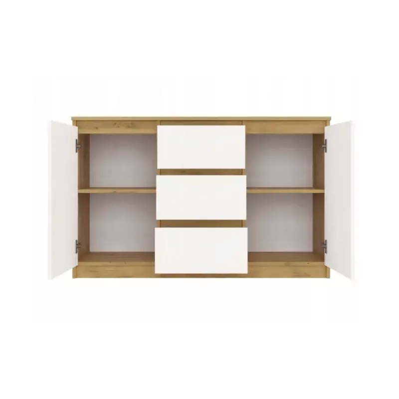 Cómoda top e shop ARTISAN 2 puertas 3 cajones, 1200×400×750 mm, blanca, tablero de partículas