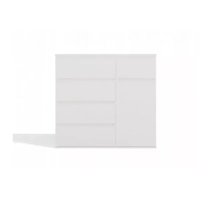 Cómoda top e shop MALWA 1D5S, 5 cajones, 1 puerta batiente, blanca, 1000×400×930 mm, tablero de partículas