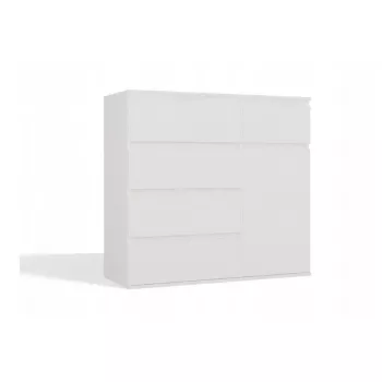 Cómoda top e shop MALWA 1D5S, 5 cajones, 1 puerta batiente, blanca, 1000×400×930 mm, tablero de partículas