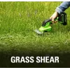 Tijeras cortacésped a batería GreenWorks 1600607VA — cuchilla de acero inoxidable de 12 cm, 24 V Li‑Ion 2 Ah