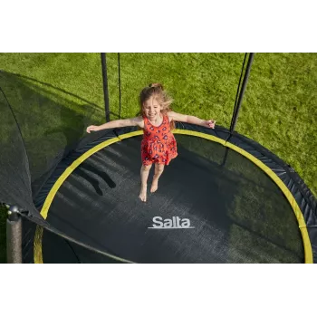 Trampolín redondo sobre suelo Salta 5074A — para exterior, 48 muelles, 3 patas, red de seguridad, carga máx. 100 kg