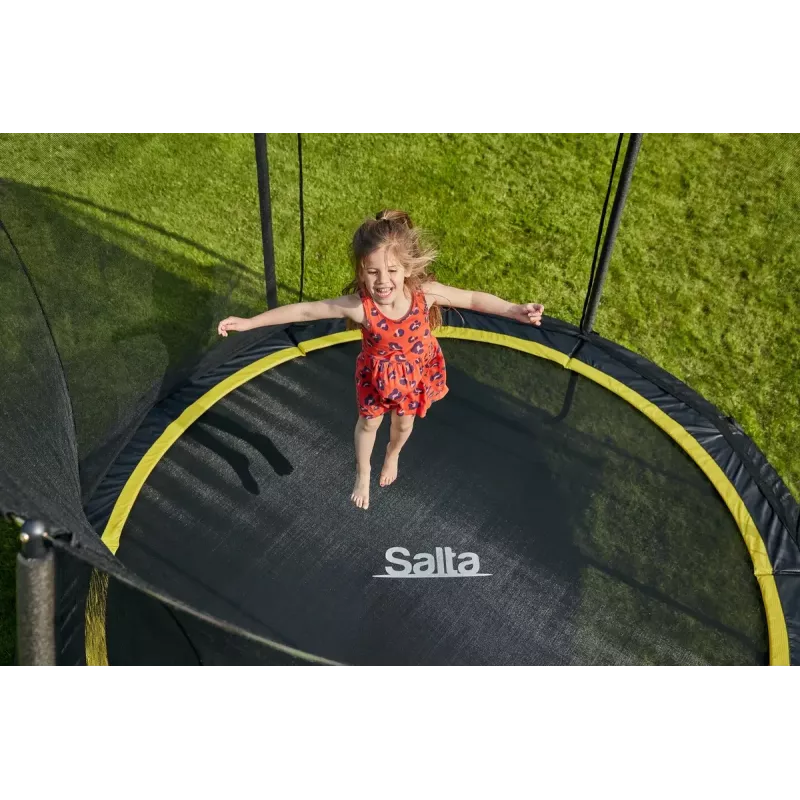 Trampolín redondo sobre suelo Salta 5074A — para exterior, 48 muelles, 3 patas, red de seguridad, carga máx. 100 kg