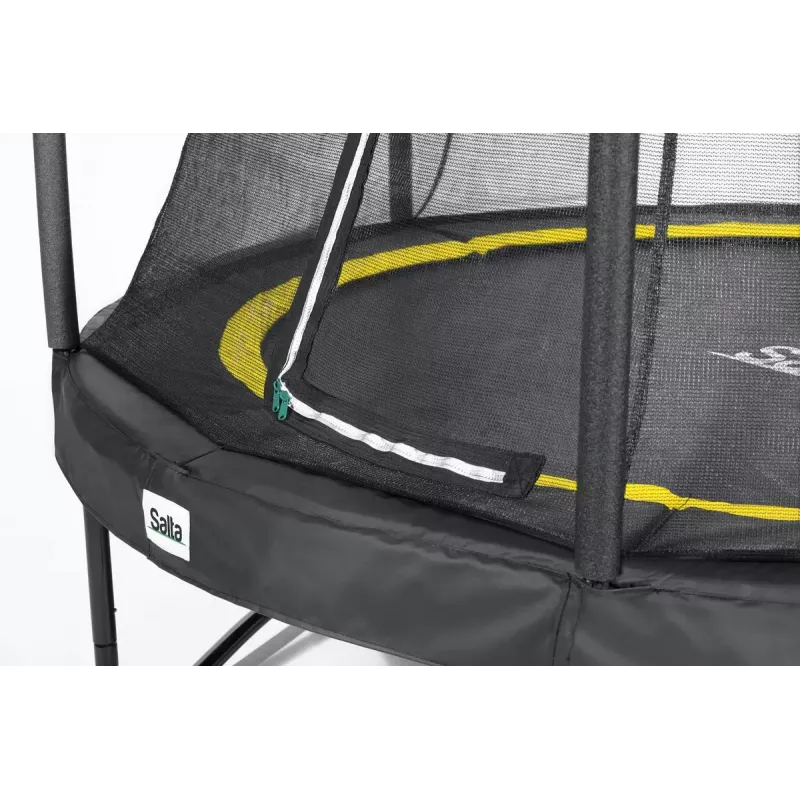 Trampolín redondo sobre suelo Salta 5074A — para exterior, 48 muelles, 3 patas, red de seguridad, carga máx. 100 kg