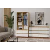 Armario top e shop MALWA SS-90, 900×500×1800 mm, cuerpo roble Artisan, puertas batientes blancas, 2 cajones, tablero de partículas