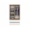 Armario top e shop MALWA SS-90, 900×500×1800 mm, cuerpo roble Artisan, puertas batientes blancas, 2 cajones, tablero de partículas