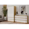 Armario top e shop MALWA SS-90, 900×500×1800 mm, cuerpo roble Artisan, puertas batientes blancas, 2 cajones, tablero de partículas