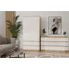 Armario top e shop MALWA SS-90, 900×500×1800 mm, cuerpo roble Artisan, puertas batientes blancas, 2 cajones, tablero de partículas