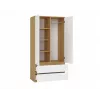 Armario top e shop MALWA SS-90, 900×500×1800 mm, cuerpo roble Artisan, puertas batientes blancas, 2 cajones, tablero de partículas