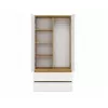 Armario top e shop MALWA SS-90, 900×500×1800 mm, cuerpo roble Artisan, puertas batientes blancas, 2 cajones, tablero de partículas
