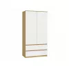 Armario top e shop MALWA SS-90, 900×500×1800 mm, cuerpo roble Artisan, puertas batientes blancas, 2 cajones, tablero de partículas