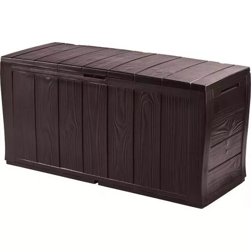 Caja de almacenamiento Keter Sherwood rectangular resina marrón 270L 1170mm
