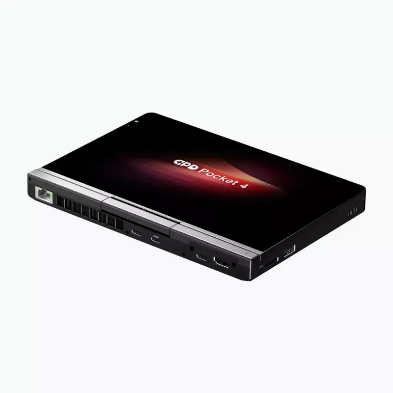 GPD Pocket 4 portátil — AMD Ryzen 7 8840U, 8 inch WQXGA 2560×1600 144Hz táctil, 16GB DDR5, 1TB NVMe, Radeon 780M, Windows 11, LAN, FPR, grafito