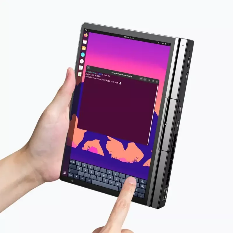 GPD Pocket 4 portátil — AMD Ryzen 7 8840U, 8 inch WQXGA 2560×1600 144Hz táctil, 16GB DDR5, 1TB NVMe, Radeon 780M, Windows 11, LAN, FPR, grafito