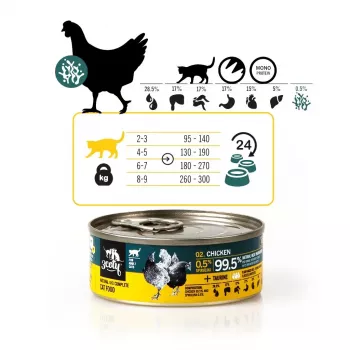 Comida húmeda para gatos 3coty pollo con espirulina 80 g — alimento completo en lata para gatos adultos