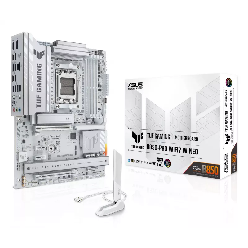 Placa base ASUS TUF GAMING B850‑PRO WIFI7 W NEO — AMD B850, zócalo AM5, ATX, DDR5, Wi‑Fi 7, 2,5GbE