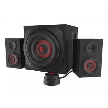 Conjunto de altavoces GENESIS Helium 610BT 2.1, 60 W RMS, Bluetooth, con cable, rojo/negro, subwoofer compacto