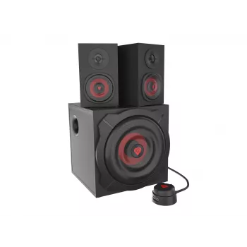 Conjunto de altavoces GENESIS Helium 610BT 2.1, 60 W RMS, Bluetooth, con cable, rojo/negro, subwoofer compacto
