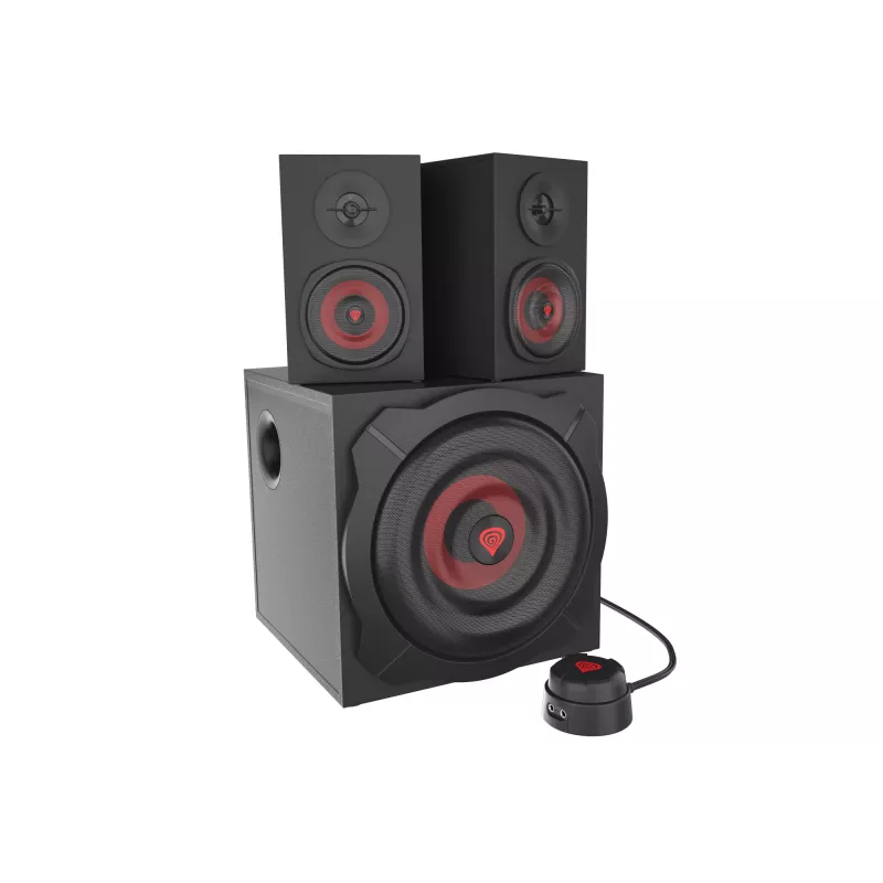 Conjunto de altavoces GENESIS Helium 610BT 2.1, 60 W RMS, Bluetooth, con cable, rojo/negro, subwoofer compacto