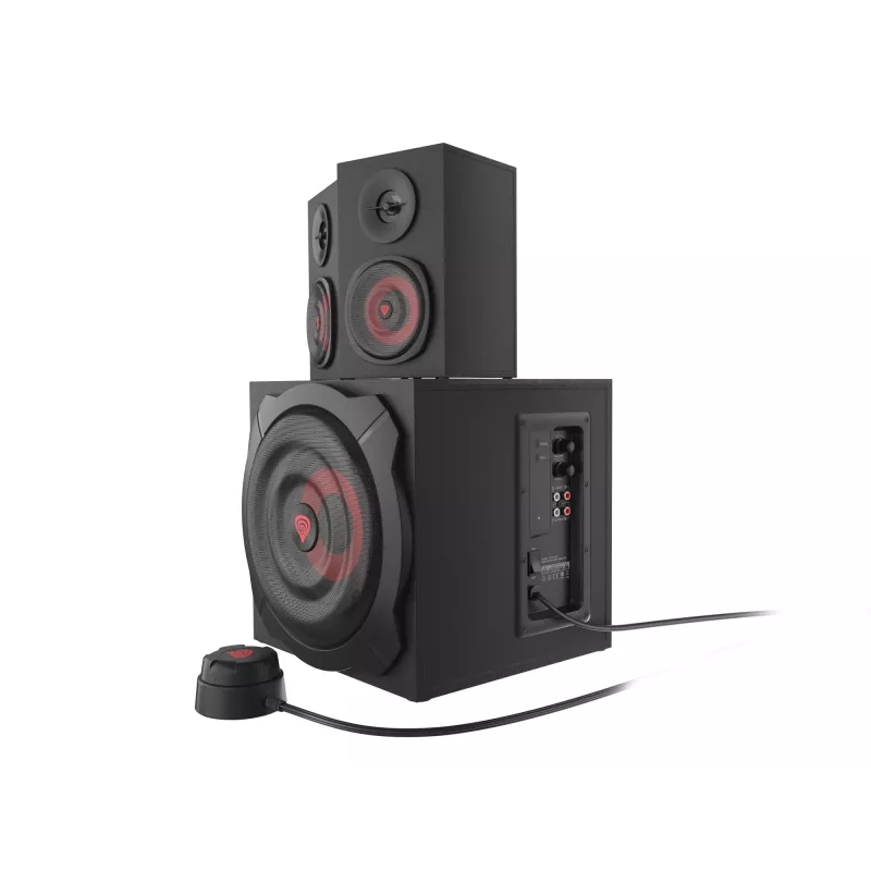 Conjunto de altavoces GENESIS Helium 610BT 2.1, 60 W RMS, Bluetooth, con cable, rojo/negro, subwoofer compacto