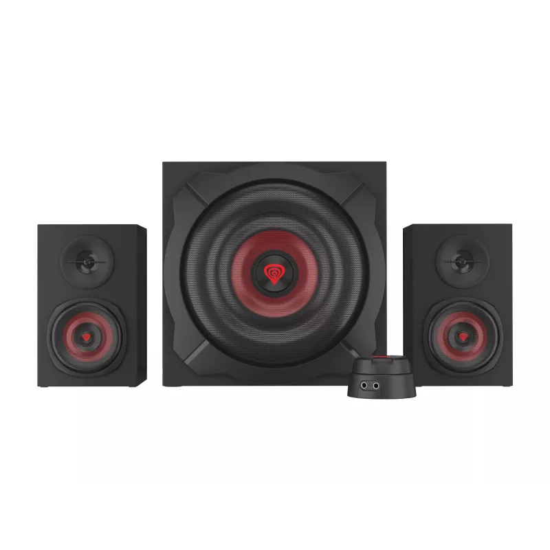 Conjunto de altavoces GENESIS Helium 610BT 2.1, 60 W RMS, Bluetooth, con cable, rojo/negro, subwoofer compacto