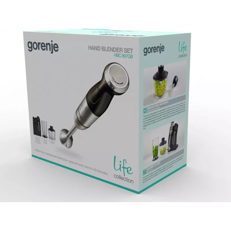 Batidora de mano Gorenje HBC807QB 0,5 L 800 W negra, acero inoxidable