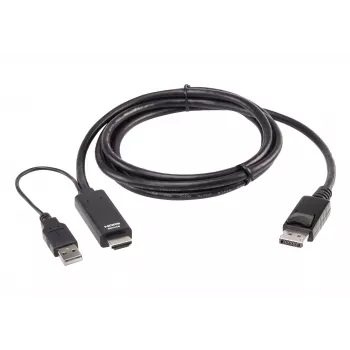 Cable ATEN True 4K 1.8M HDMI a DisplayPort, 1,8 m, HDMI + USB, DisplayPort, conector macho, conector macho, recto