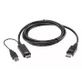 Cable ATEN True 4K 1.8M HDMI a DisplayPort, 1,8 m, HDMI + USB, DisplayPort, conector macho, conector macho, recto