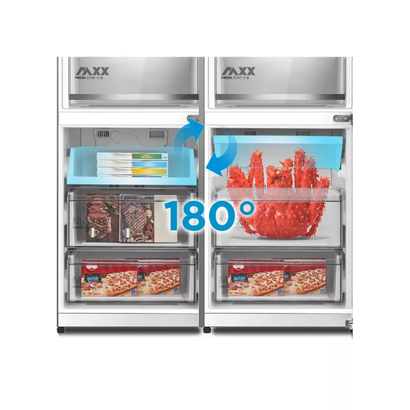 Frigorífico-congelador combinado de libre instalación Midea MDRB548MME46, 401 L — No Frost, 271 L refrigerador / 130 L congelador, 186 cm, 35 dB, clase de eficiencia energética E, gris
