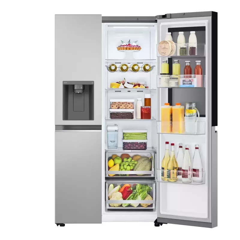 Frigorífico side-by-side LG GSGV81PYLL, 635 L de volumen total, refrigerador 416 L, congelador 219 L, plata metálico