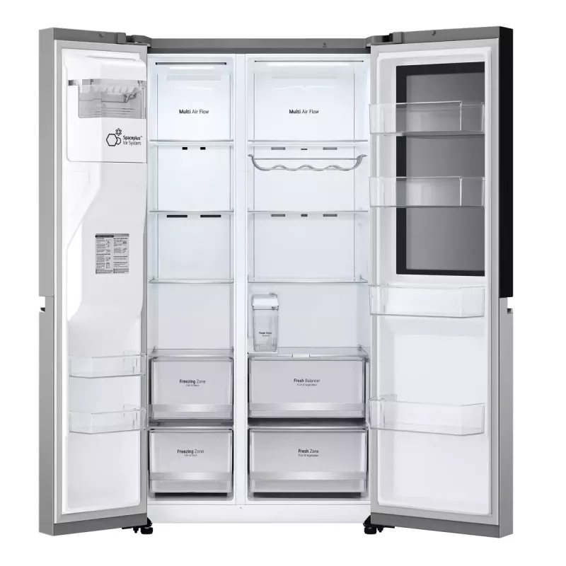 Frigorífico side-by-side LG GSGV81PYLL, 635 L de volumen total, refrigerador 416 L, congelador 219 L, plata metálico