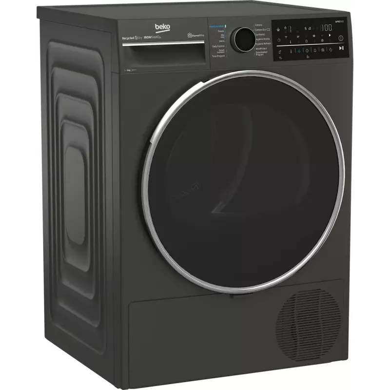 Secadora BEKO B5T89243M — de libre instalación, carga frontal, bomba de calor, 9 kg, Negro, 598×672×846 mm