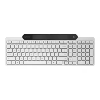 Teclado inalámbrico Bluetooth Lenovo 800 — distribución inglés US, autocargable, blanco