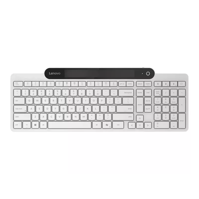 Teclado inalámbrico Bluetooth Lenovo 800 — distribución inglés US, autocargable, blanco