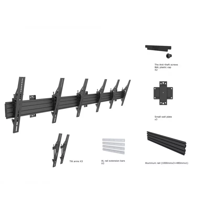 Soporte de pared Multibrackets M Wallmount Pro MBW3U Tilt Negro