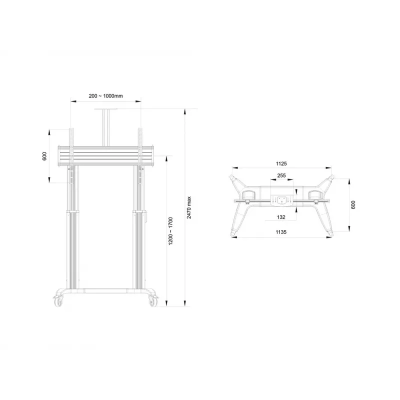 Multibrackets M Soporte de suelo público motorizado doble columna 180 HD